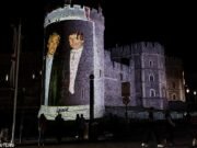 Cuatro prisioneros después de las imágenes de Epstein, Trump y el Príncipe Andrew son proyectados en el Castillo de Windsor como presidente de los Estados Unidos en el Reino Unido