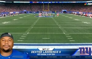 La estrella de los Gigantes, Dexter Lawrence, envía redes sociales salvajes con una introducción inesperada el fútbol del domingo por la noche