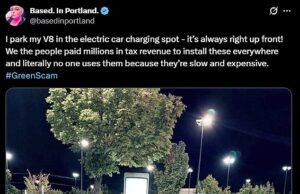 Maga Mom en Portland le gusta bloquear el cargador EV local con su camión gourmet de gas para molestar a los guerreros ecológicos