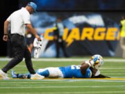 Cargadores RB Najee Harris descubrió una lesión en Aquiles en la victoria de Broncos