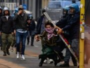 Docenas de lesiones nacionales de solidaridad en Gaza en Italia