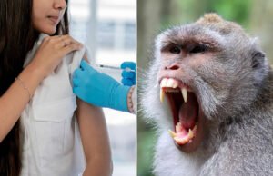 La niña de 12 años en un mono de vacaciones familiares recibe una vacuna contra la rabia urgente