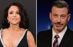 Julia Louis-Dreyfus trae un cachorro a Jimmy Kimmel, bromea en la primera enmienda