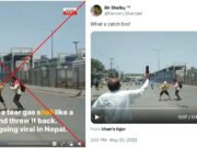Ex video del demostrador paquistaní atrapar el cartucho de gas lacrymogénico vinculado erróneamente a los trastornos de Nepal