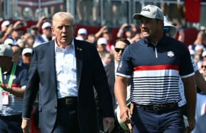 El presidente Donald Trump dio la bienvenida a los vítores, abucheos y arcos a la Copa Ryder