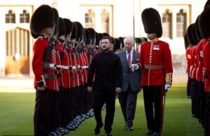 El rey Carlos da la bienvenida a Volodymyr Zelensky a una audiencia privada en el Castillo de Windsor en muestra de apoyo a Ucrania, antes de la reunión de la Coalición de Dispuestos en Londres