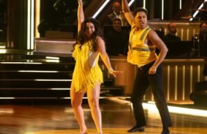 Lauren amarillada a 1 palabra para los impactantes dwts de eliminación