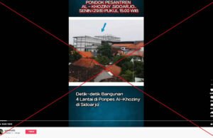 Publicaciones que afirman falsamente que un video de IA muestra el momento en que colapsó una escuela en Indonesia