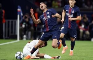 Achraf Hakimi ‘se entera de la difícil situación de las lesiones’ después de que el horroroso desafío de Luis Díaz dejara al defensor del PSG llorando, mientras el extremo del Bayern Munich rompe el silencio por la tarjeta roja en el choque de la Liga de Campeones