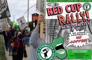 Trabajadores de Starbucks hacen huelga en 65 tiendas de EE.UU. el Día de la Copa Roja