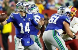 Sam Darnold de los Seahawks lanza 4 touchdowns en la primera mitad en una gran victoria