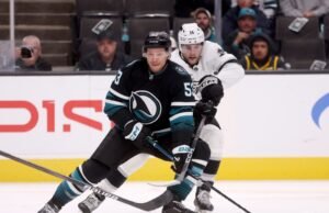 Jeff Skinner de San Jose Sharks se lesionó en el juego contra Calgary Flames