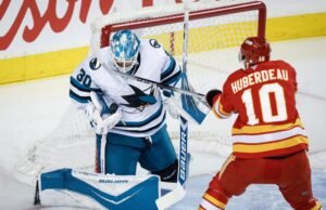 Yaroslav Askarov de San Jose Sharks brilla en la derrota ante Calgary Flames
