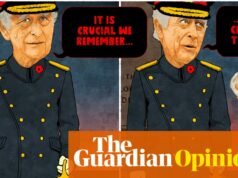 Rebecca Hendin sobre el rey Carlos que dirige el servicio del Domingo del Recuerdo en el Reino Unido – caricatura