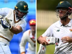 Jake Weatherald y Beau Webster fallan con el bate en los últimos golpes de Sheffield Shield antes
