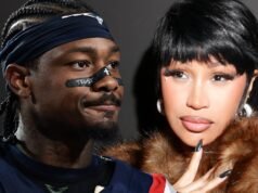 Stefon Diggs lanza un balón de fútbol a una animadora minutos después del anuncio del nacimiento de Cardi B