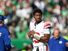 Según los informes, los gigantes esperan que Jameis Winston sea reemplazado por Russell Wilson si Jaxson Dart no puede jugar