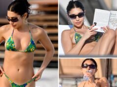 Chantel Jeffries luce un bikini de hilo mientras descansa en la playa