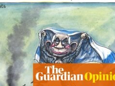 Martin Rowson sobre la participación de Israel en Eurovisión – caricatura