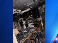 Las llamas rugen dentro de la casa de Headland