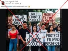 Imagen de IA que muestra a filipinos llamando a boicotear los productos chinos es engañosa en Internet