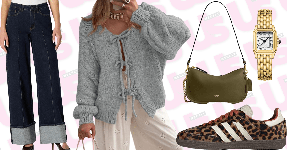 Jeans, suéter, bolso, zapatillas y reloj de Amazon