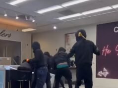 Ladrones descarados chocan su auto contra una joyería antes de robar el arma del propietario en un impacto impactante