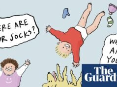 El placer de preparar a los niños para un paseo invernal: la caricatura de Becky Barnicoat