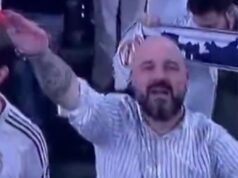Un aficionado del Real Madrid expulsado del Bernabéu por ‘hacer el saludo nazi’ en el inicio del partido de vuelta de la Liga de Campeones contra el Benfica