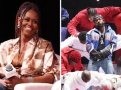 Michelle Obama y Kendrick Lamar en el entretiempo