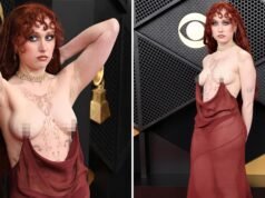 Chappell Roan posa en topless en la alfombra roja de los premios Grammy
