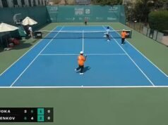 Las aterrorizadas estrellas del tenis se vieron obligadas a huir de la cancha en mitad de un torneo cerca de Dubai después de que un dron explotara sobre sus cabezas.