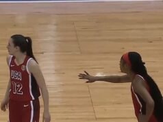 Caitlin Clark parece desairar brutalmente a su rival de la WNBA, Angel Reese, durante el partido del equipo de EE. UU…. mientras Dave Portnoy interviene