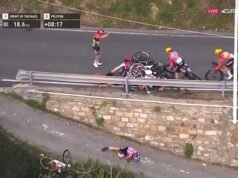 Actualización sobre el estado de un ciclista que fue trasladado de urgencia al hospital con cinco costillas rotas después de caer de cabeza sobre una barrera de la carretera durante un brutal choque.