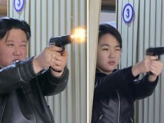 El líder supremo de Corea del Norte, Kim Jong Un, dispara nuevas armas con su hija