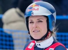Lindsey Vonn reacciona ante la pérdida del primer puesto tras una grave lesión