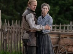 Caitriona Balfe y Sam Heughan en el estreno de la última temporada