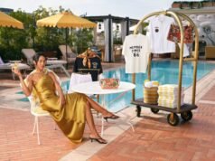 Cápsula American Express x Staud Resortwear, campaña de Lauren Harrier