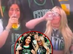 Liv Morgan bebe cerveza en el partido de los Celtics, antes de Monday Night Raw