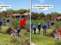 John Daly sufre una divertida caída en un campo de golf después de una foto captada por la cámara
