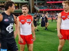 Noticias de la AFL 2026, video de la pelea Swans vs Blues, publicación de Instagram Ollie Florent vs Callum Mills, Charlie Curnow vs Patrick Cripps