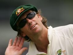 La leyenda australiana Glenn McGrath celebró en los premios Sportstar Aces Awards
