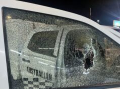 Un extraño alboroto en un aeropuerto australiano involucró a un pasajero que supuestamente rompió la ventana de un coche de policía con una piedra antes de intentar escapar en un autobús.