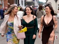 ¡Aquí están las chicas! Los glamorosos juerguistas de Aintree lucen vestidos atrevidos para iniciar el festival Grand National con estilo