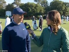 La presentadora de golf de televisión Amanda Balionis barre bajo la alfombra los rumores de romance con Rory McIlroy en una entrevista amistosa con él en el Masters