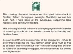 La policía investiga un ataque incendiario ‘antisemita’ en una sinagoga del norte de Londres mientras sospechosos vestidos con pasamontañas lanzan bombas molotov