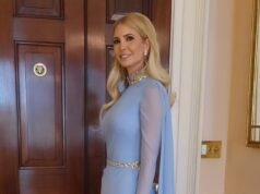 Ivanka Trump impresiona con un elegante vestido largo azul mientras hace una rara aparición en la cena de estado después de abandonar DC por Miami
