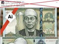 Imágenes de billetes con la cara de Min Aung Hlaing generadas por IA