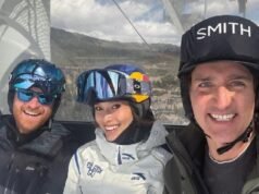 El príncipe Harry se toma una selfie con Eileen Gu y Justin Trudeau