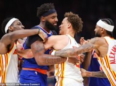 Las estrellas de la NBA reciben ENORMES multas después de una pelea salvaje durante el juego de playoffs Knicks-Hawks que envió al árbitro al piso